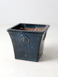 vintage art deco blue art pottery planter
