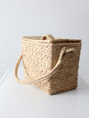 vintage woven storage basket tote