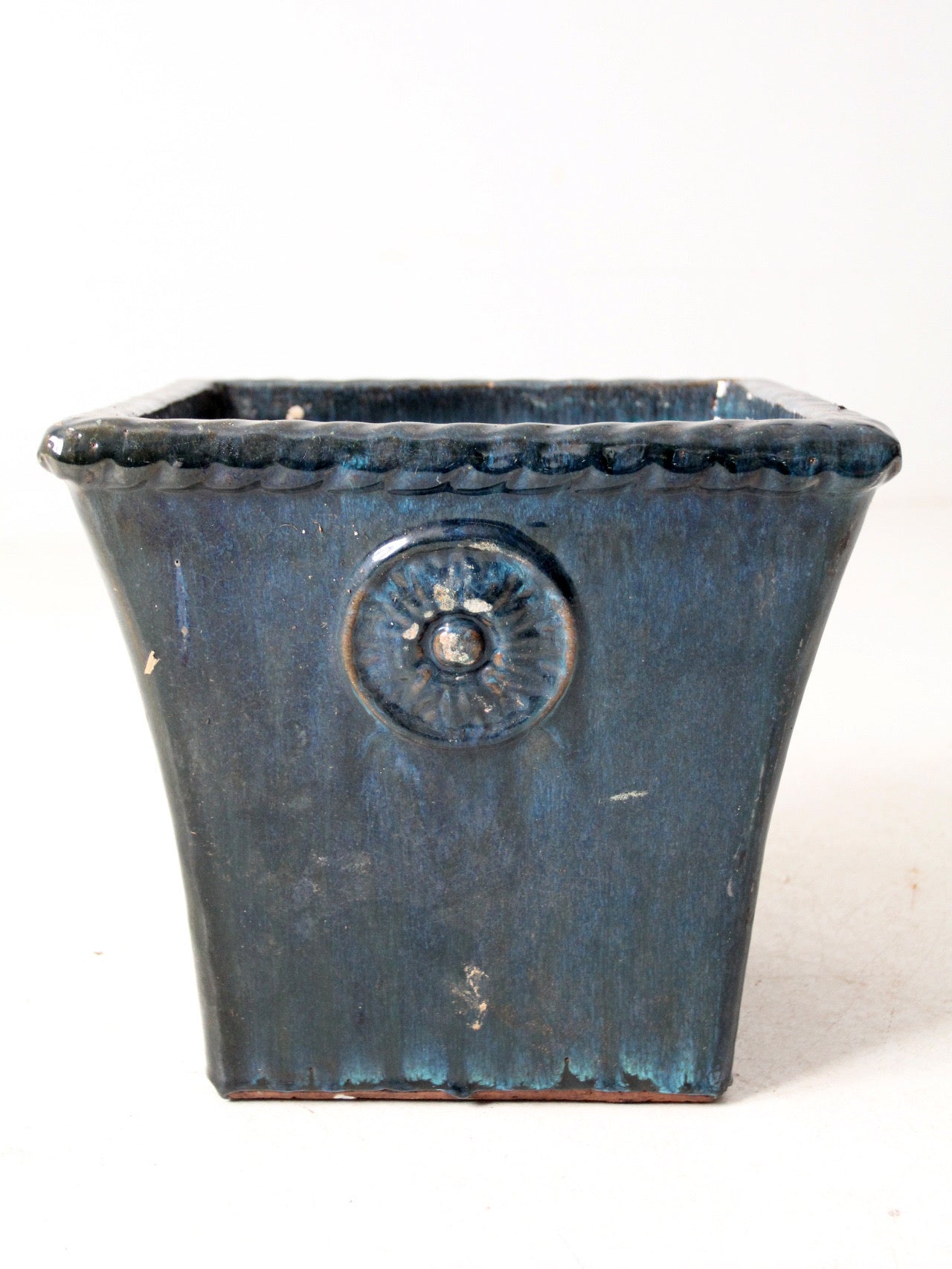 vintage art deco blue art pottery planter