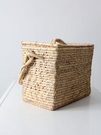 vintage woven storage basket tote