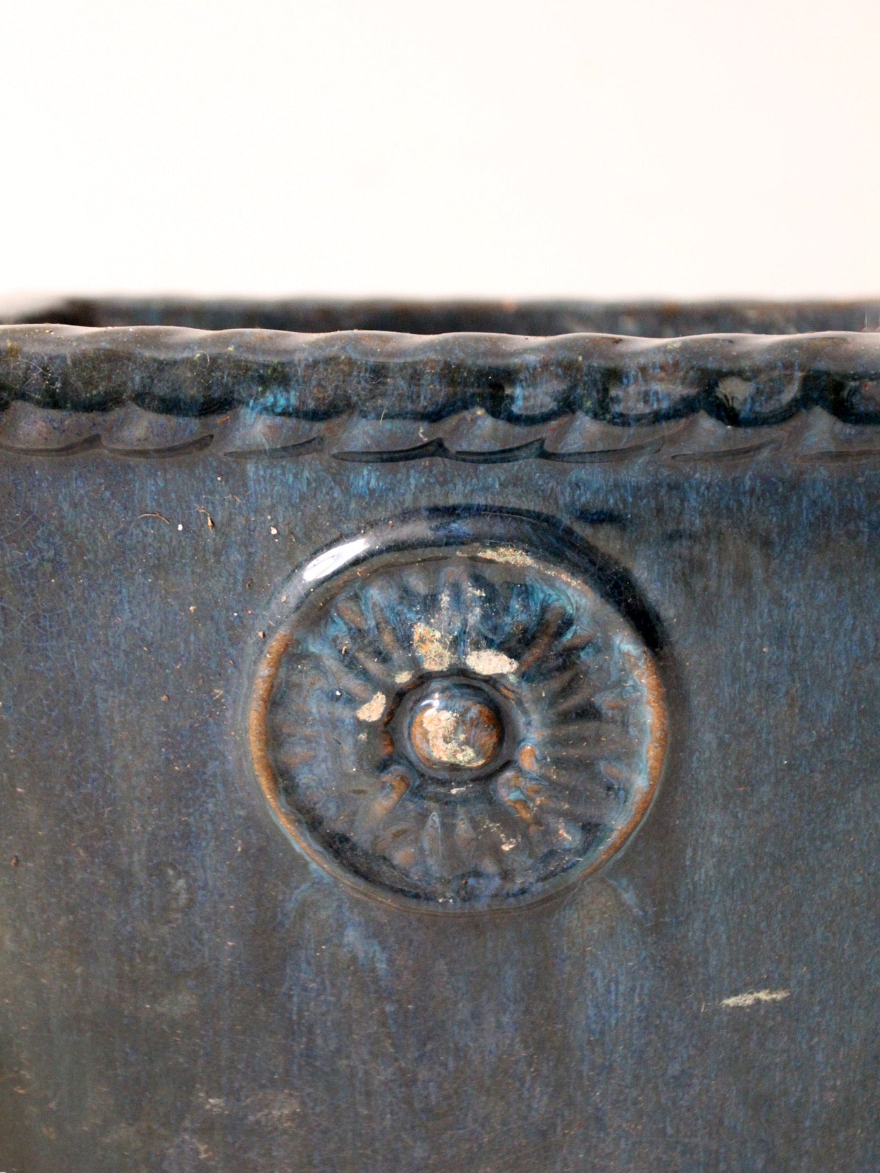 vintage art deco blue art pottery planter