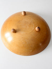 mid-century hand-painted wooden footed bowl