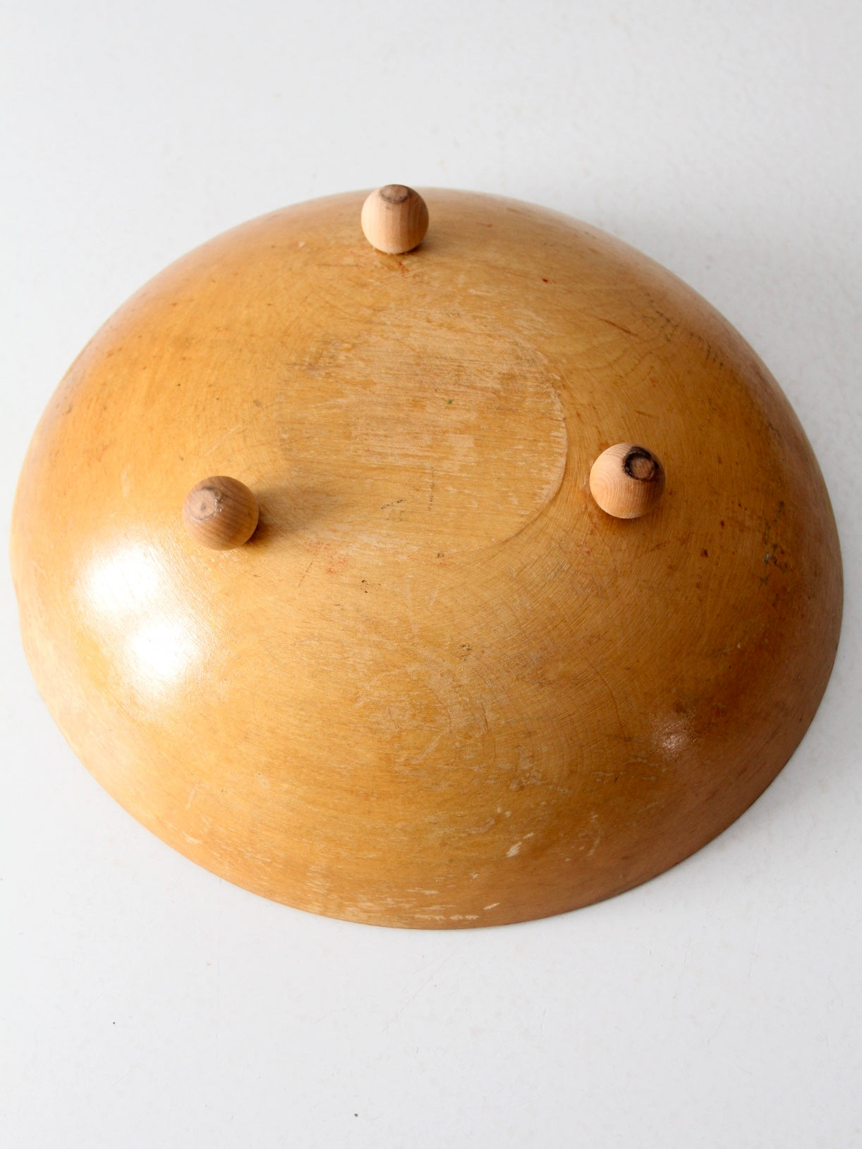 mid-century hand-painted wooden footed bowl