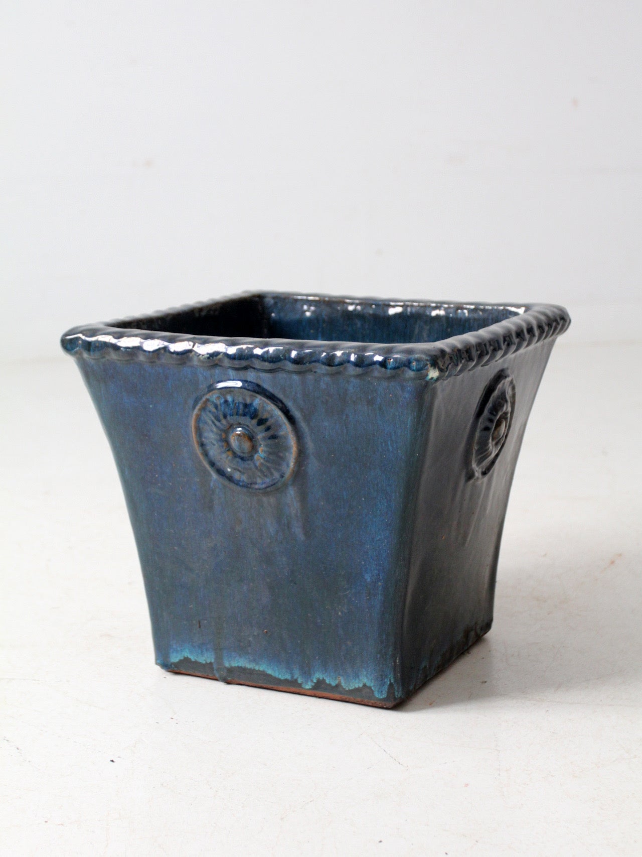 vintage art deco blue art pottery planter