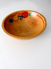 mid-century hand-painted wooden footed bowl