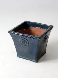 vintage art deco blue art pottery planter