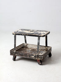 mid-century industrial rolling cart stool