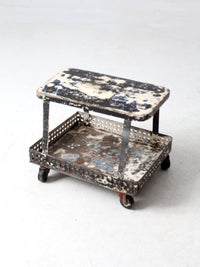 mid-century industrial rolling cart stool