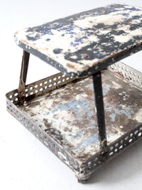 mid-century industrial rolling cart stool