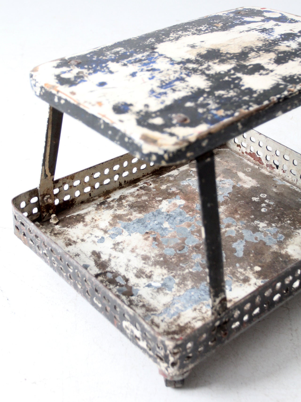 mid-century industrial rolling cart stool