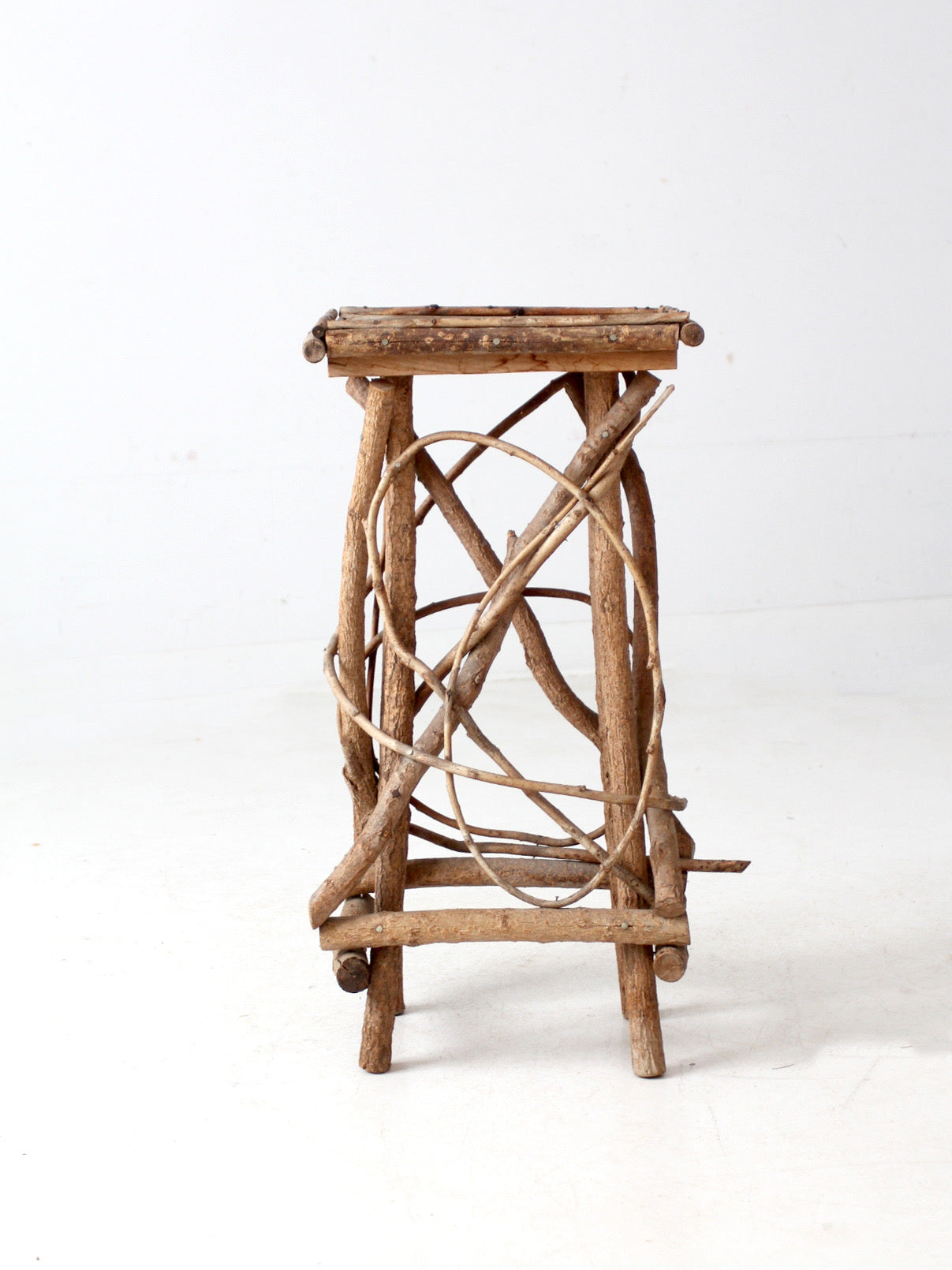 antique Adirondack twig side table