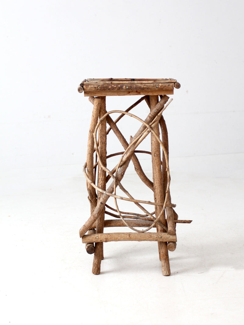 antique Adirondack twig side table