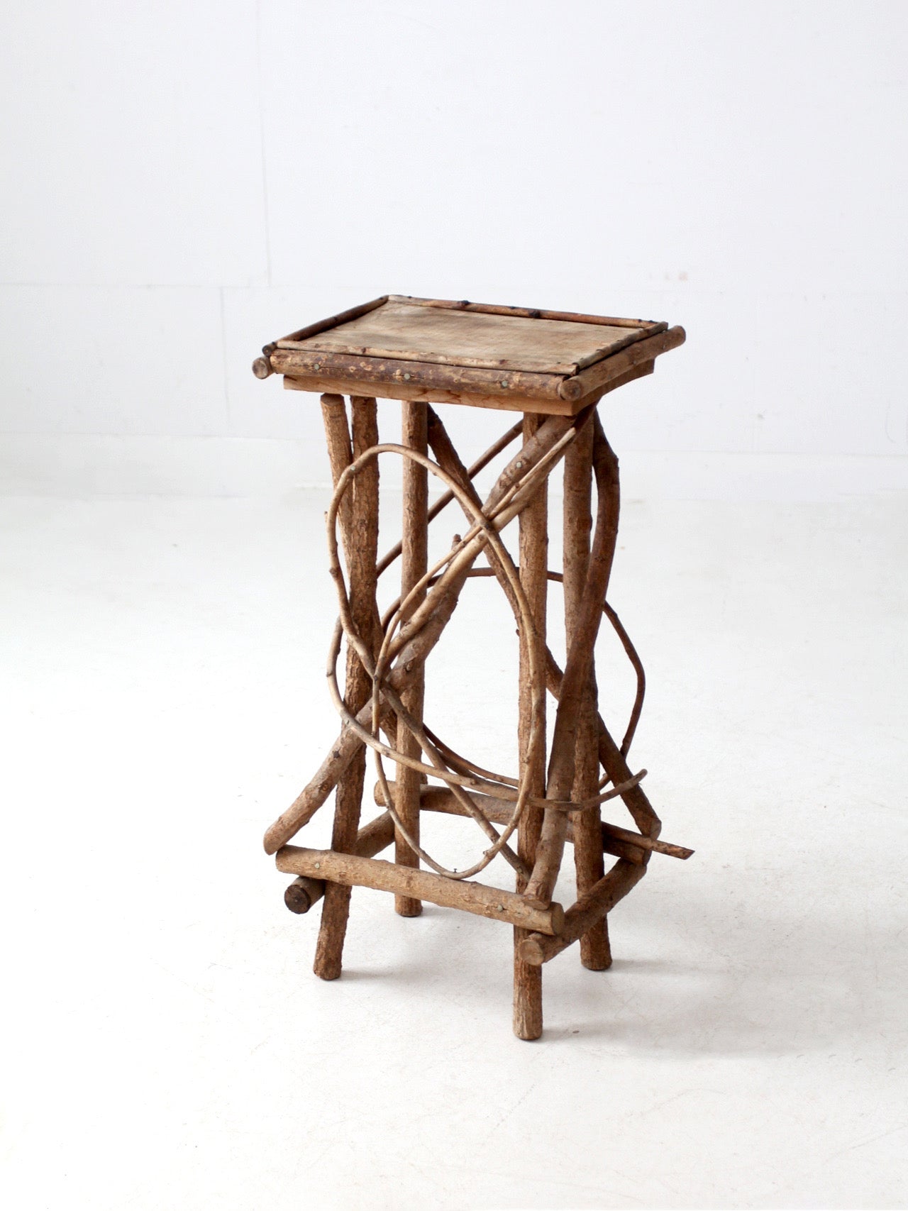 antique Adirondack twig side table