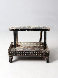 mid-century industrial rolling cart stool