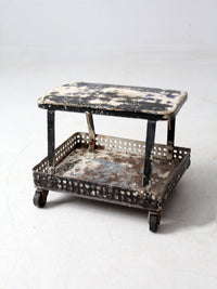 mid-century industrial rolling cart stool