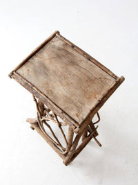 antique Adirondack twig side table