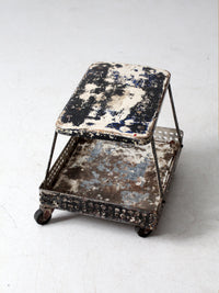 mid-century industrial rolling cart stool
