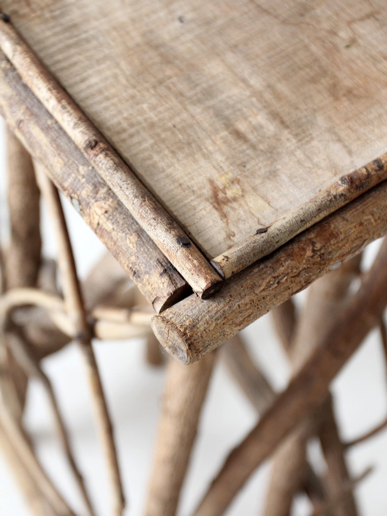 antique Adirondack twig side table