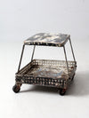 mid-century industrial rolling cart stool