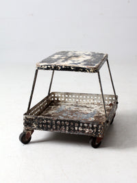 mid-century industrial rolling cart stool