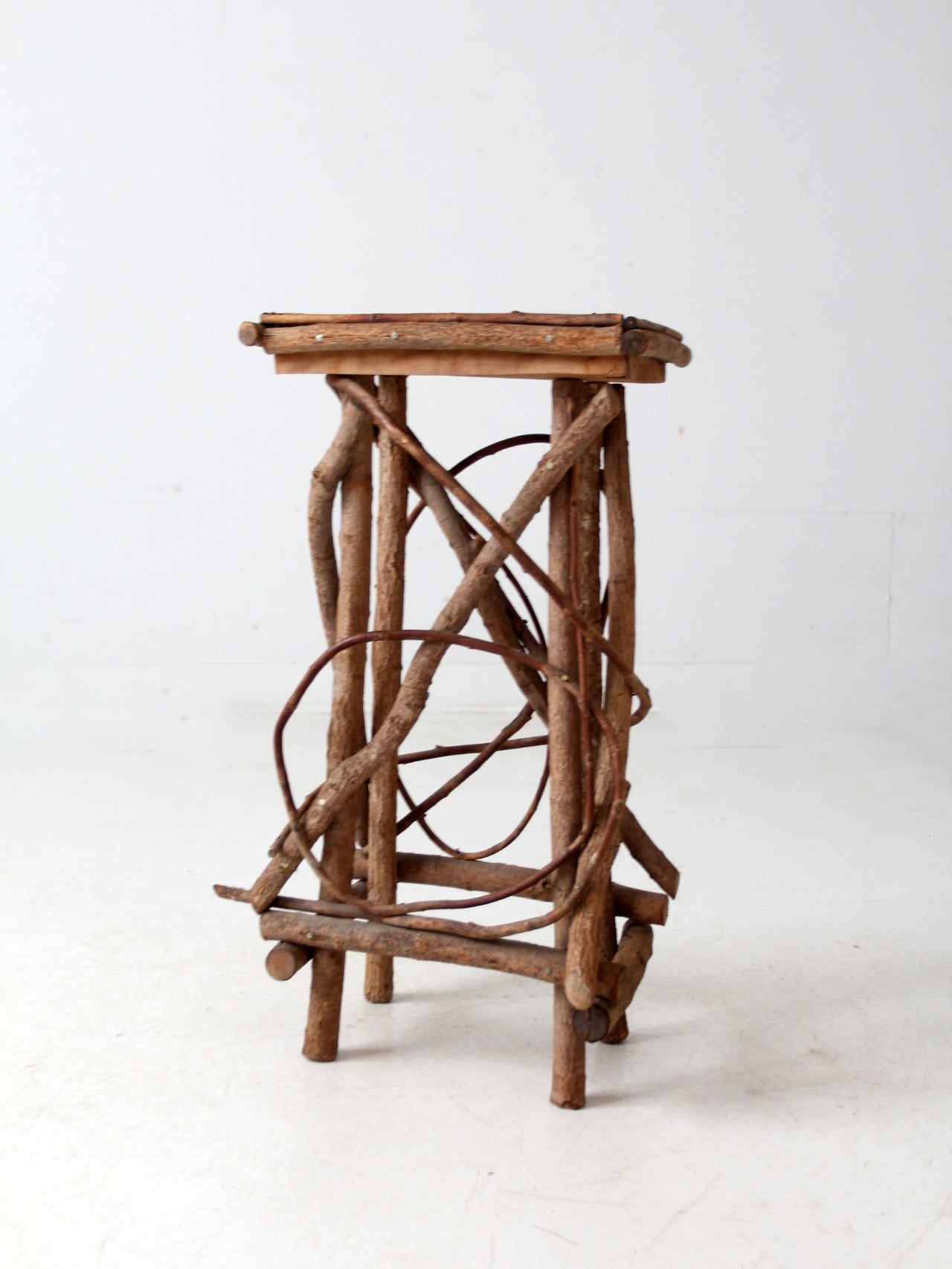 antique Adirondack twig side table