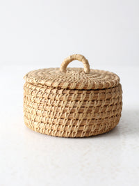 vintage hand woven grass basket set of 3