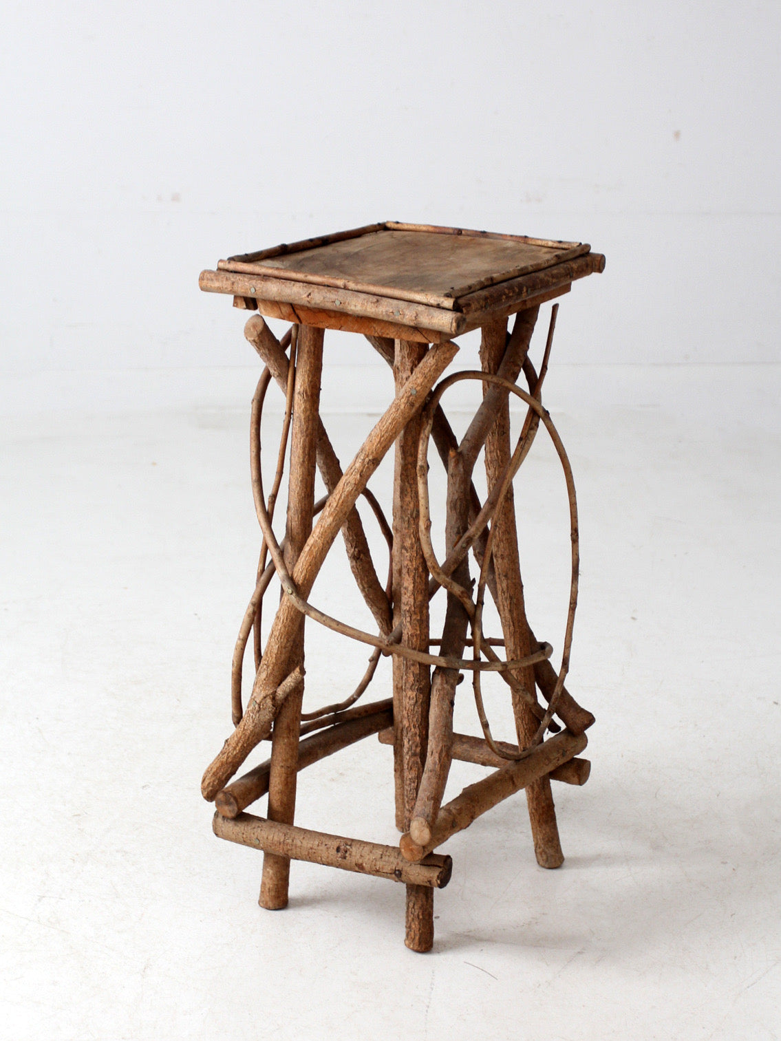 antique Adirondack twig side table