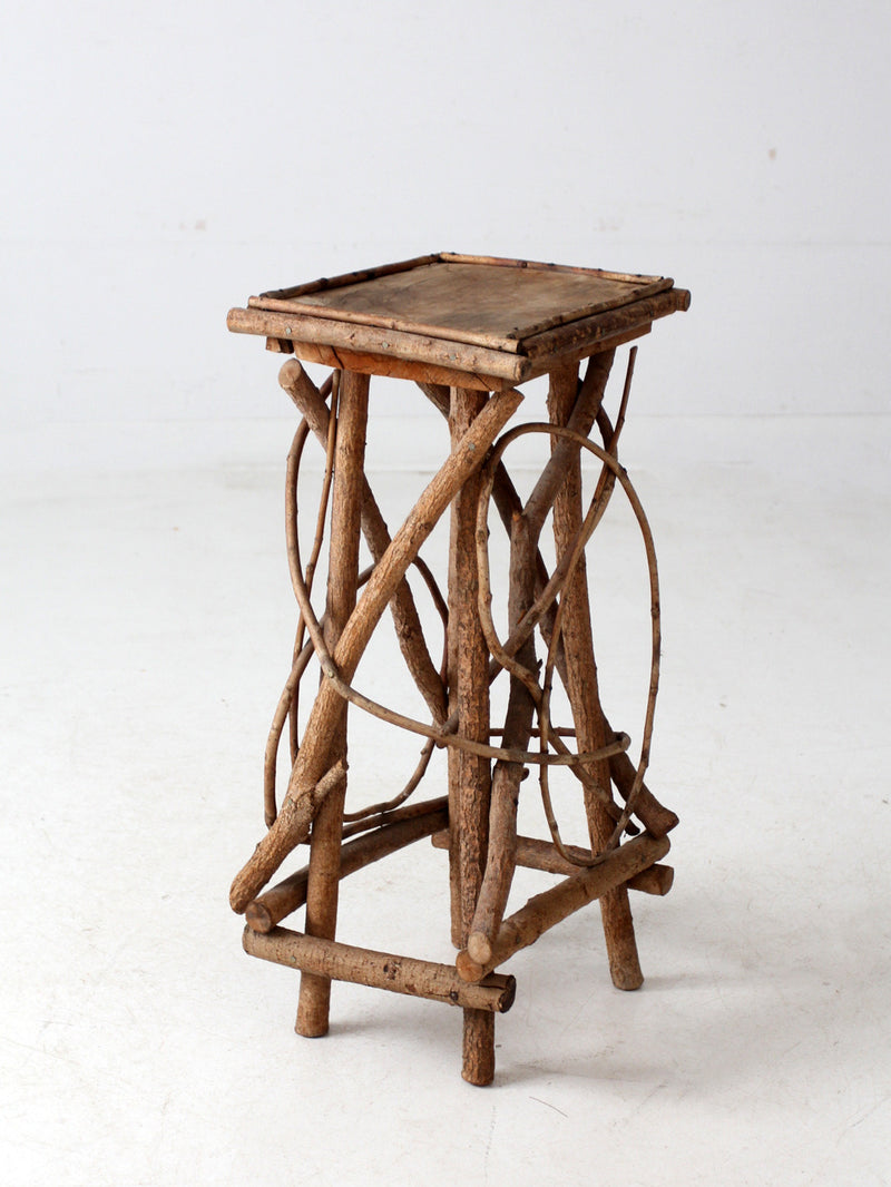 antique Adirondack twig side table