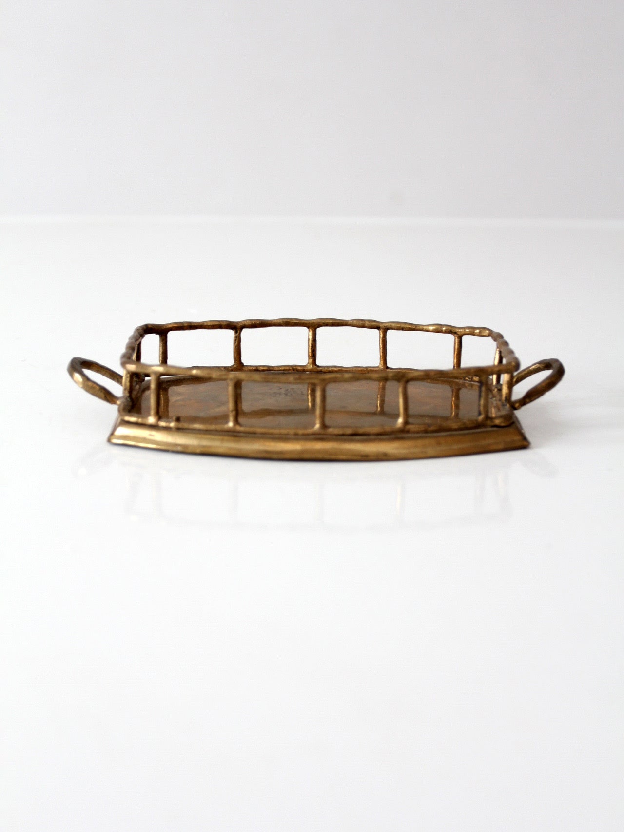 mid-century Hollywood Regency brass gallery tray
