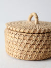 vintage hand woven grass basket set of 3