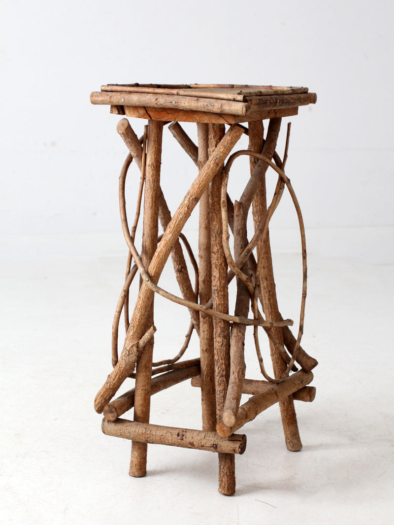 antique Adirondack twig side table