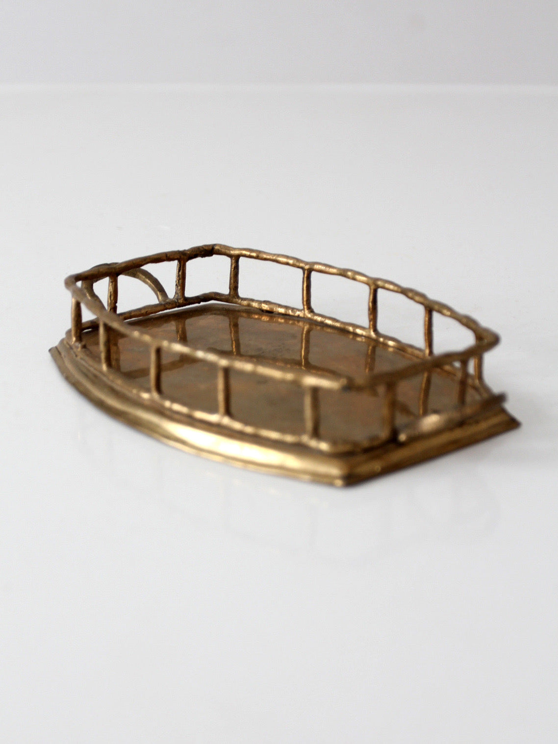 mid-century Hollywood Regency brass gallery tray