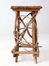antique Adirondack twig side table