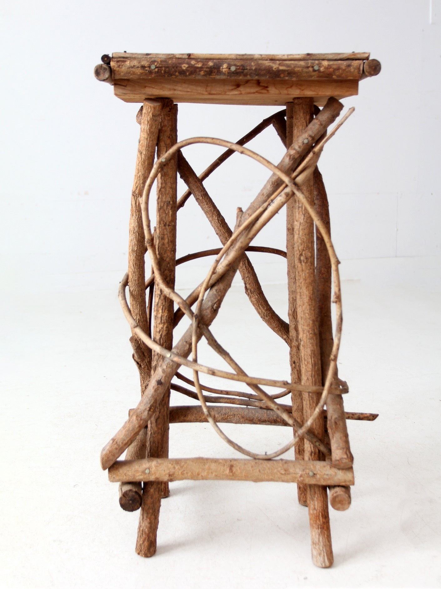 antique Adirondack twig side table