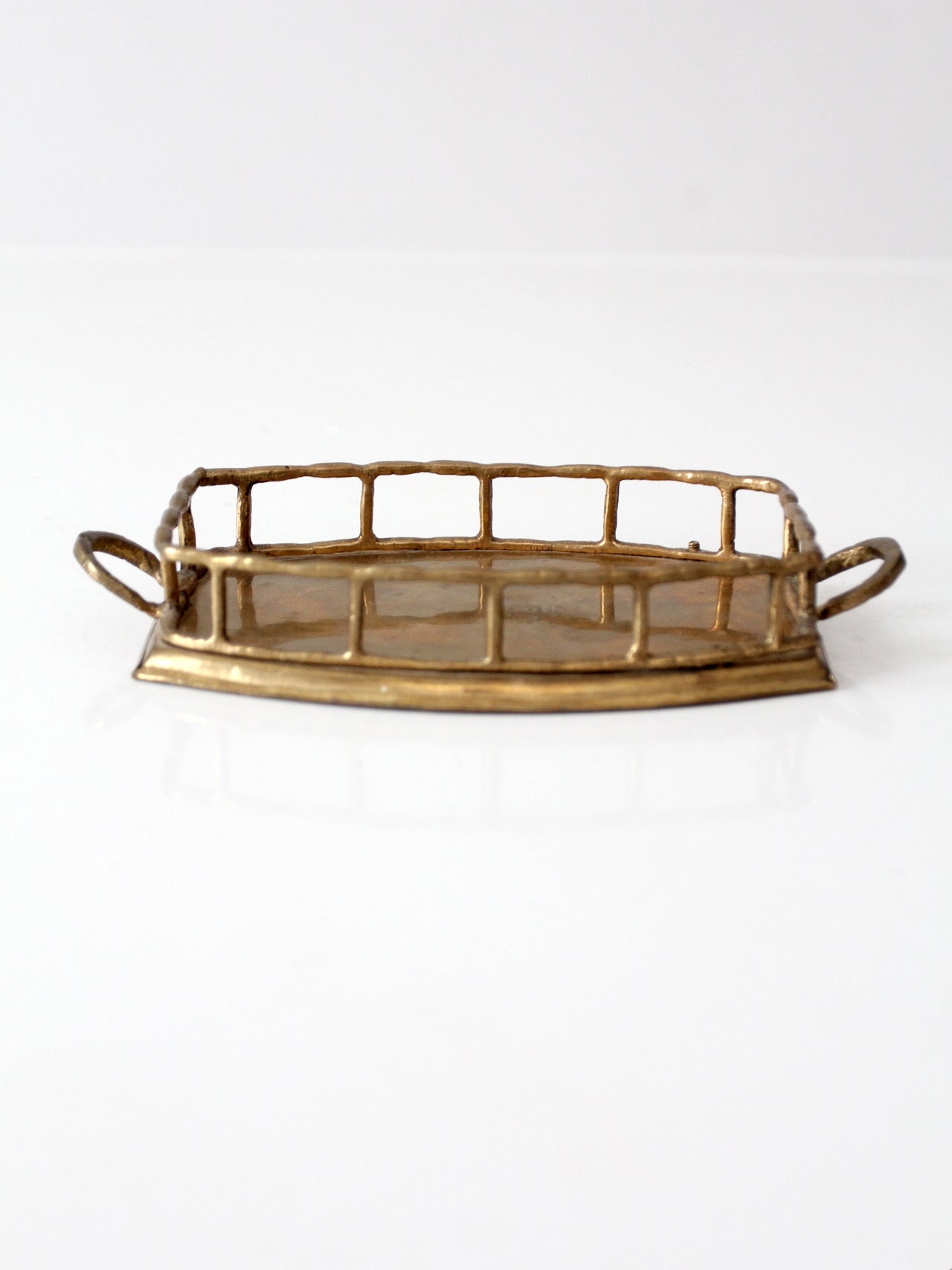 mid-century Hollywood Regency brass gallery tray