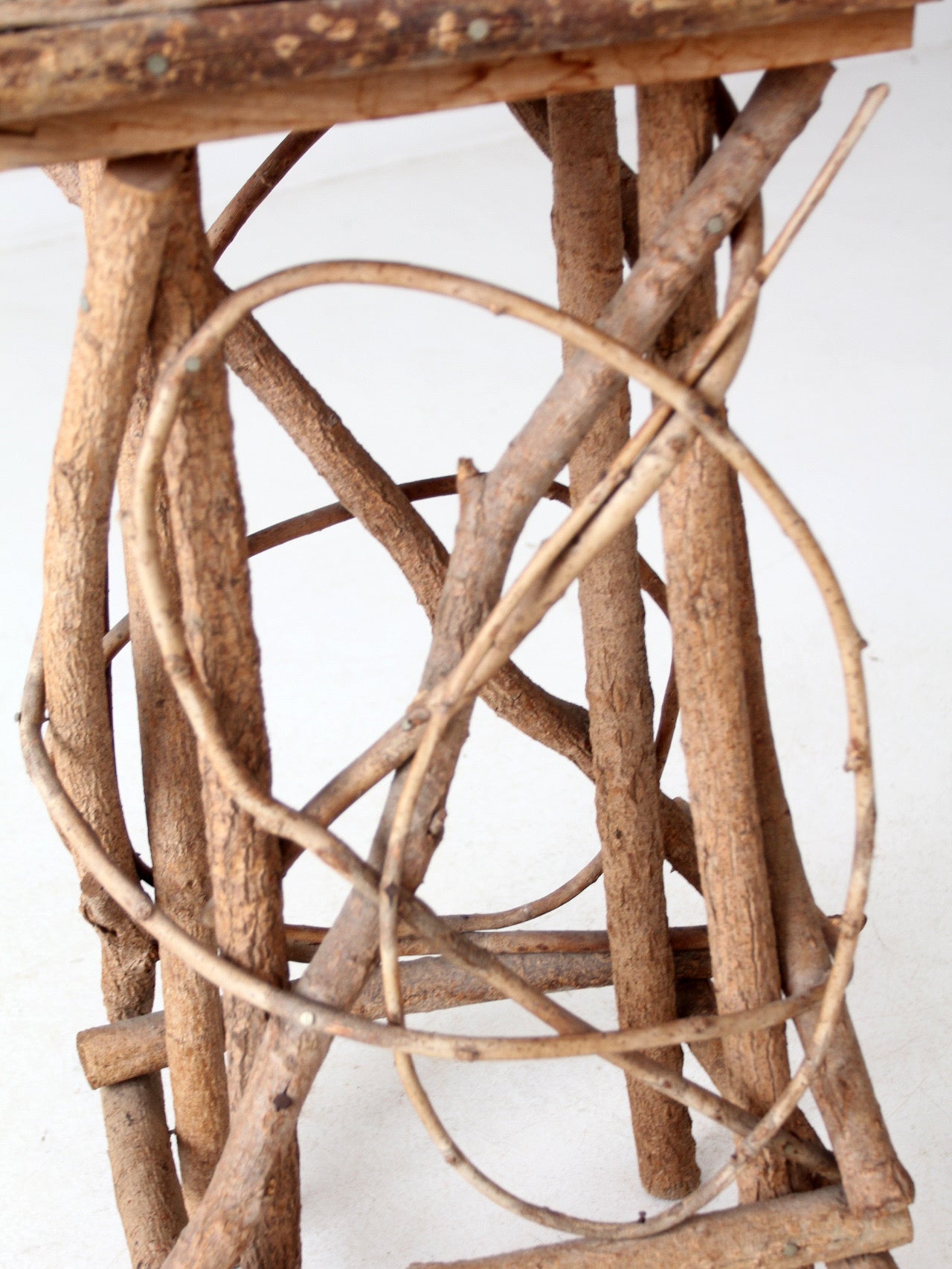 antique Adirondack twig side table