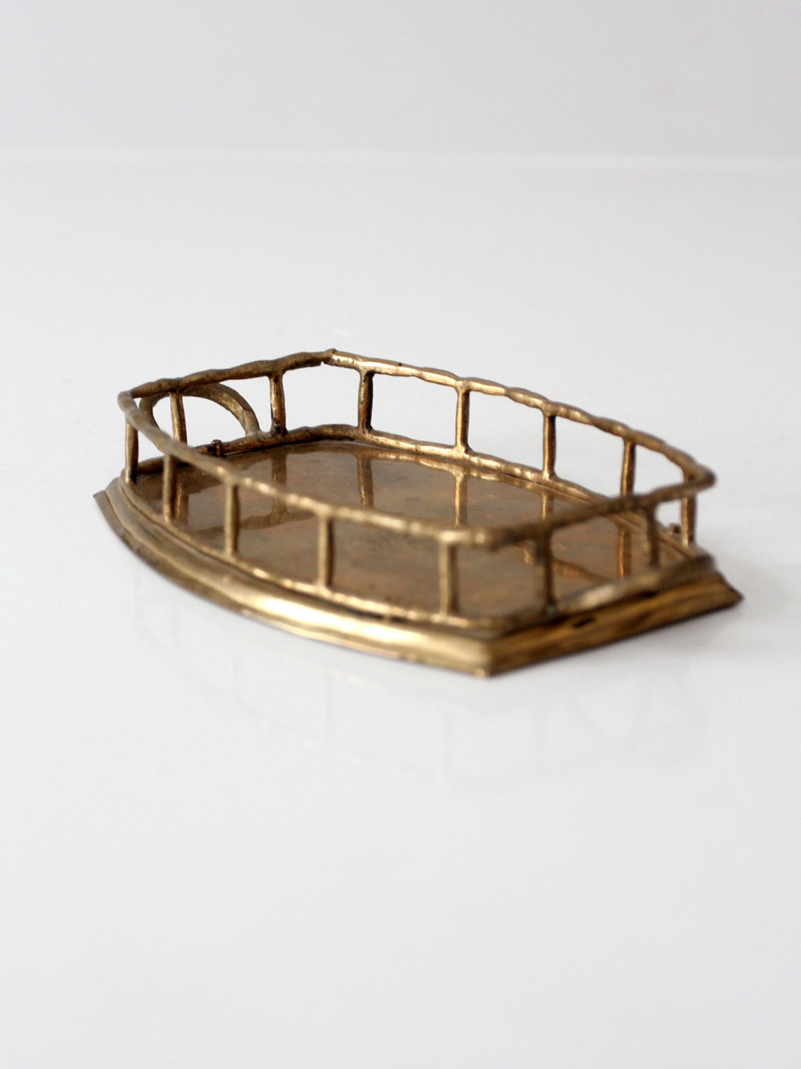 mid-century Hollywood Regency brass gallery tray