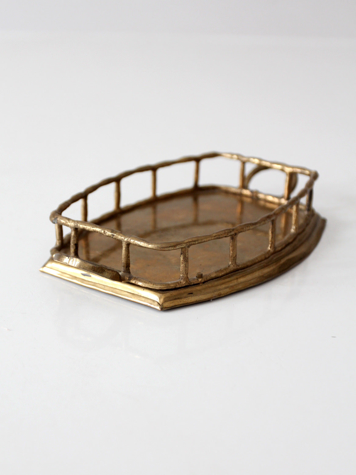 mid-century Hollywood Regency brass gallery tray