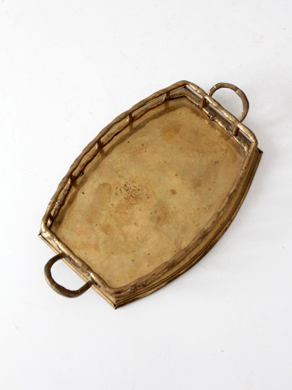 mid-century Hollywood Regency brass gallery tray
