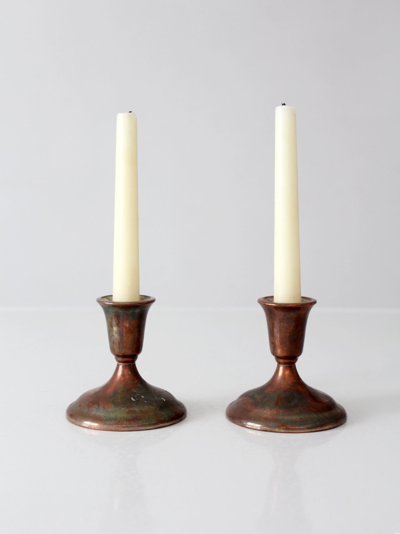 vintage International Silver Co. silverplate candlesticks pair