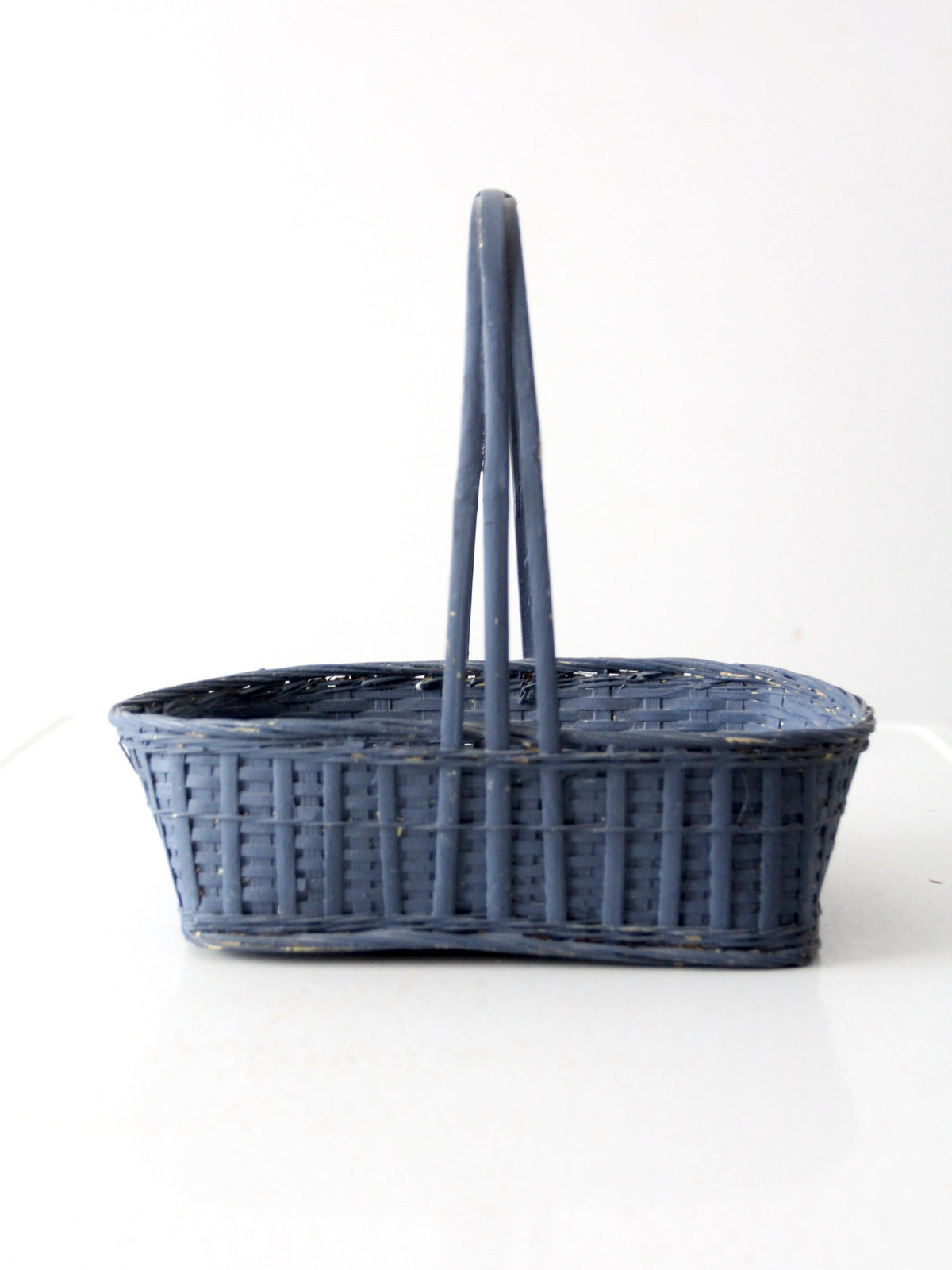 vintage blue wicker basket