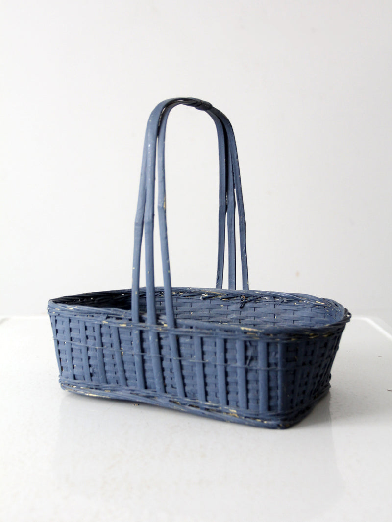 vintage blue wicker basket