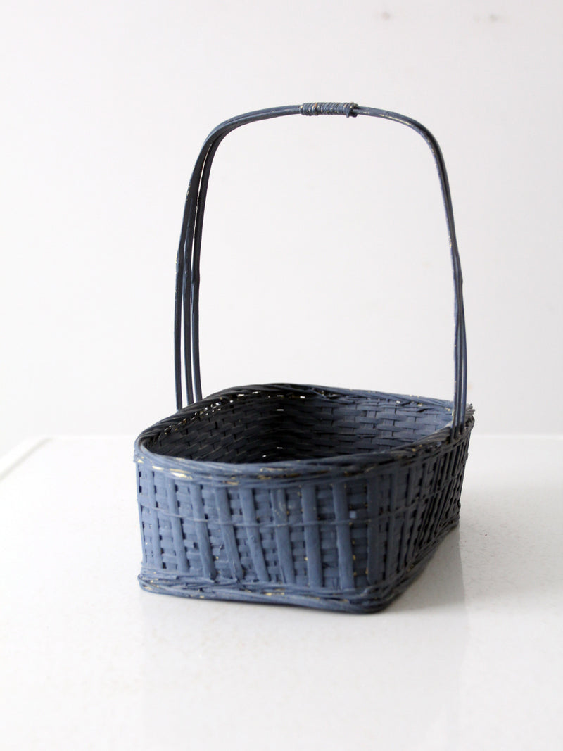 vintage blue wicker basket