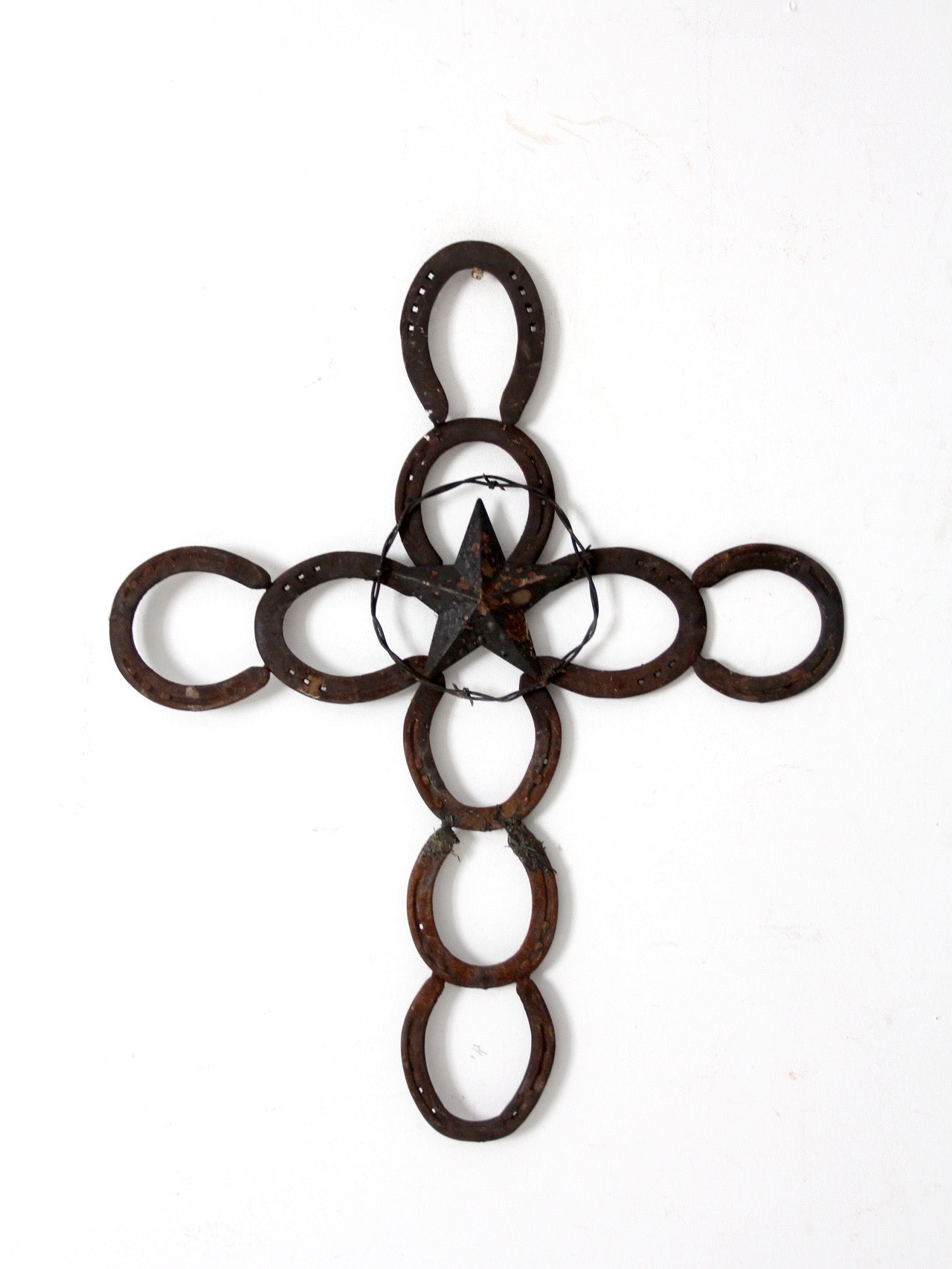 vintage horseshoe wall cross with star