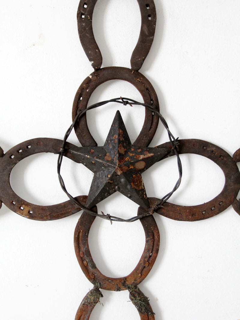 vintage horseshoe wall cross with star