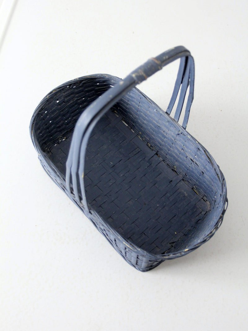 vintage blue wicker basket