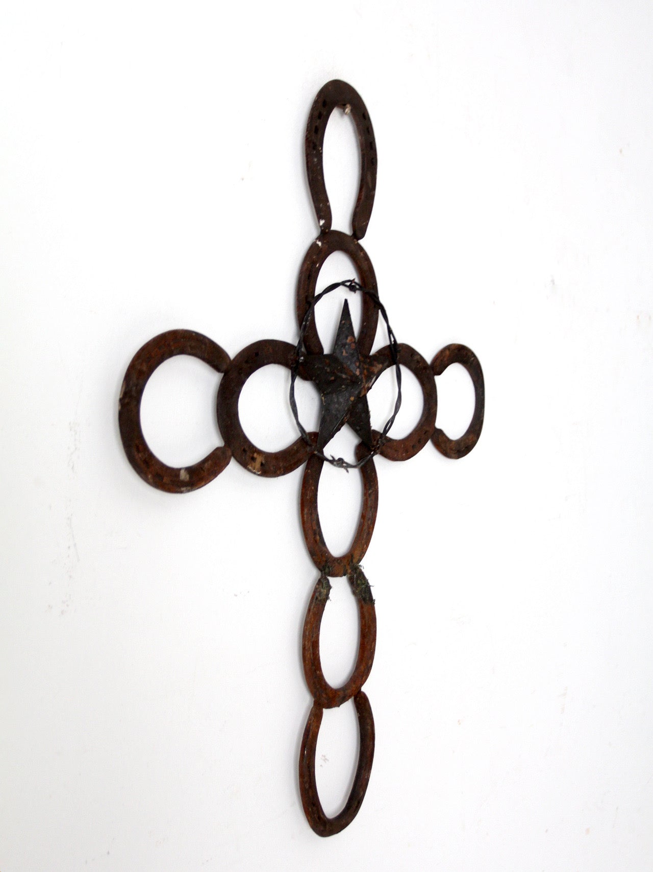 vintage horseshoe wall cross with star