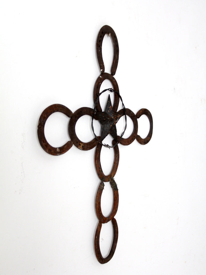 vintage horseshoe wall cross with star