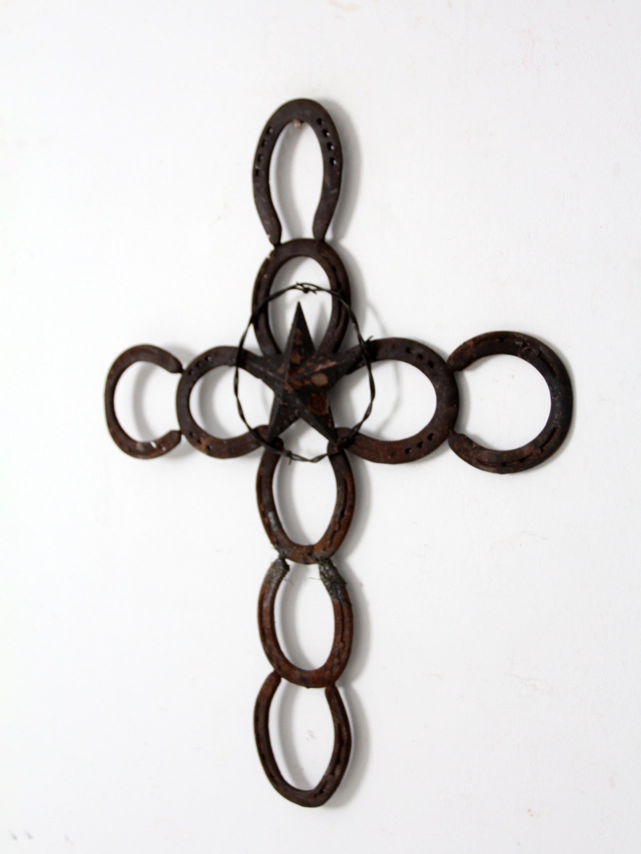 vintage horseshoe wall cross with star