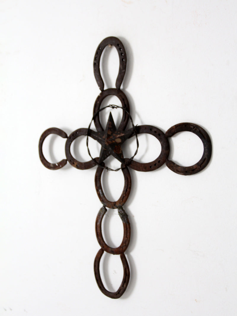 vintage horseshoe wall cross with star